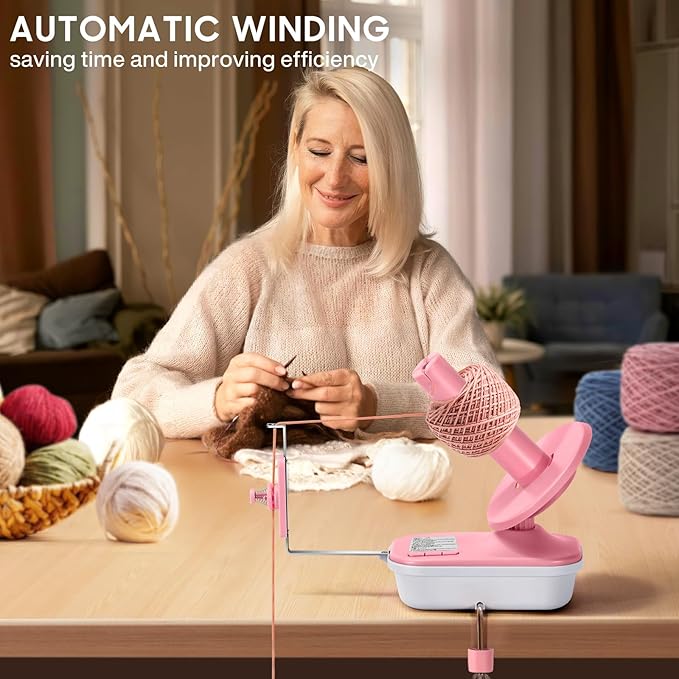 Electric Yarn Winder, 2025 Upgrade High-Speed Automatic Yarn Ball Winder with 3 Adjustable Gears, 4-10oz Large Capacity Yarn Spinner for Knitting & Crocheting, Pink Gift for Craft Lovers