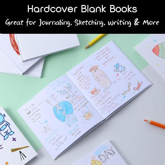 36 Pack Hardcover Blank Book,5x5 Inch Unlined Sketchbook Journal - 18 Sheets/36 Pages Each, Bulk Pack of White Hardcover Blank Books for Writing, Drawing Make Your Own Book, Multi-Purpose for Students & Adults