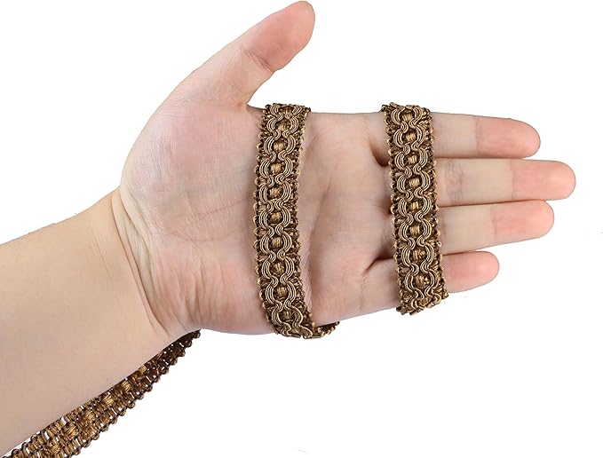 Gimp Braid Trim, 0.7 Inch / 10M(10.9 Yards) Fabric Trim for Curtains, Upholstery, Sewing, Hand DIY Crafts, Costume and Home Decorative（Coffee）