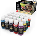 ARTEZA Outdoor Acrylic Paint Set, 20 Colors, 2 ounce Bottles, Multi-Surface Paints for Rock, Wood, Fabric, Leather, Paper, Canvas and Wall Painting