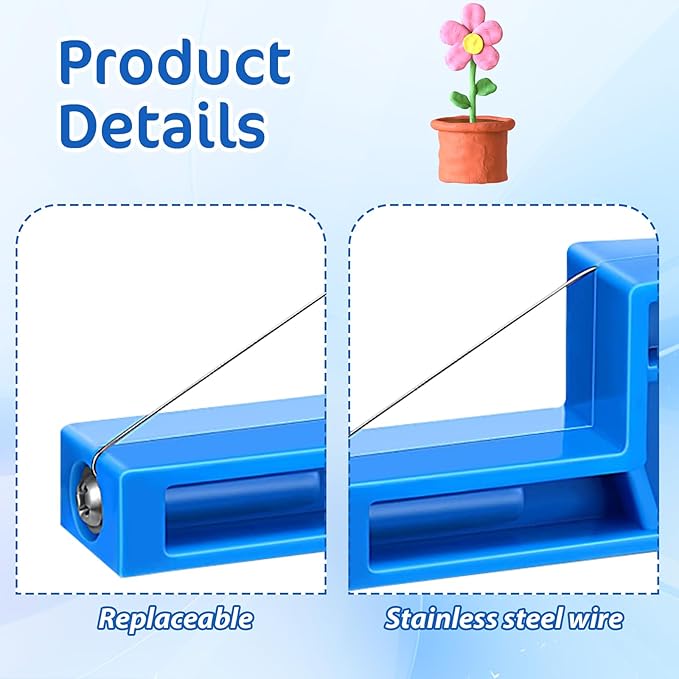 Xindojuz Angle Cutting Clay Tool, Steel Wire Bevel Cutter Small Pottery Angle Clay Trimming Tools Plastic Ceramic Wire Small Pottery Cutter for Ceramics and Sculpting (Blue, 2.76×1.1×0.59 Inch)