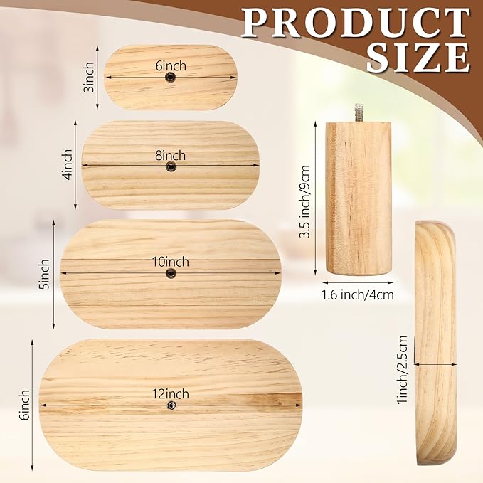 4 Pack Pottery Molds Plaster Molds Wood Pottery Tools with Handle for Ceramic Top Forms DIY Bowls Plate Dish Slump Press Art Making(Oval,12x6'' 10x5'' 8x4'' 6x3'' Thickness 1'')
