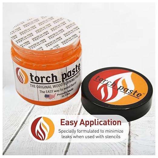 Torch Paste - The Original Wood Burning Paste | Made in USA Heat Activated Non-Toxic Paste for Crafting | Accurately & Easily Burn Designs on Wood, Canvas, Denim & More - Pack of 2 Jars + 2 Squeegees