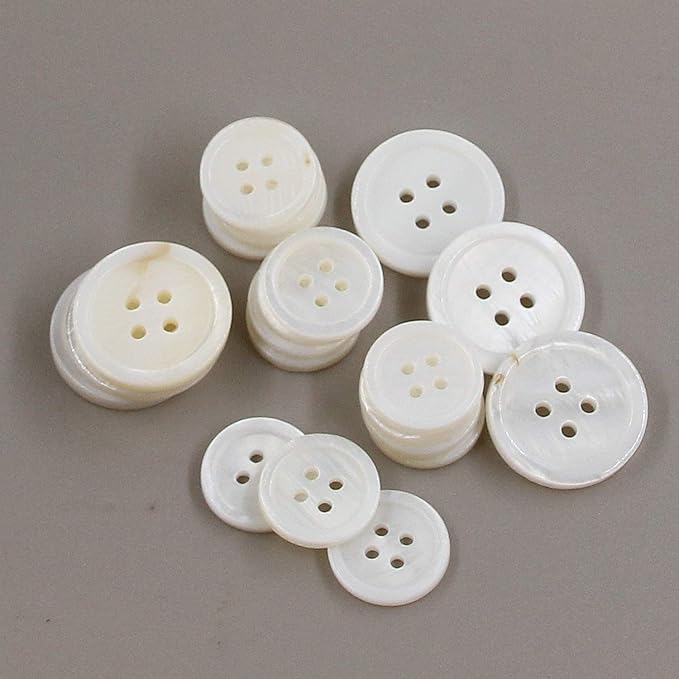 22 Pieces Genuine White Mother of Pearl Blazer Buttons Suit Buttons Set 20mm 15mm Natural White MOP Shell Buttons Bulk for Men Leekayer