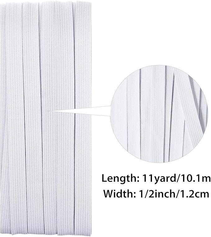 Shappy Elastic for Sewing Knit Elastic Band(1/2 Inch X 11 Yards,White)