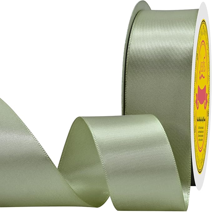 Double Face Spring Moss Satin Ribbon 1-1/2 inch X 50 Yards Polyester Spring Moss Ribbon for Gift Wrapping Very Suitable for Weddings Party Hair Bow Invitation Decorations and More
