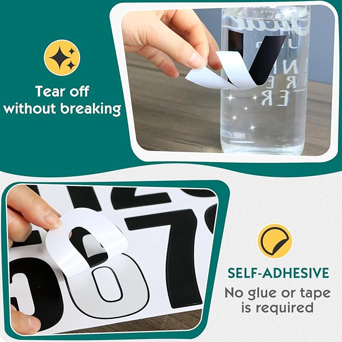 Seloom 13 Sheets Alphabet Stickers,4 Inch Large Vinyl Letter Number Stickers Self Adhesive,Waterproof Numbers Alphabet Letters Labels for DIY Crafts,Mailbox,Notebook,Door,Water Bottles,Car(Black)