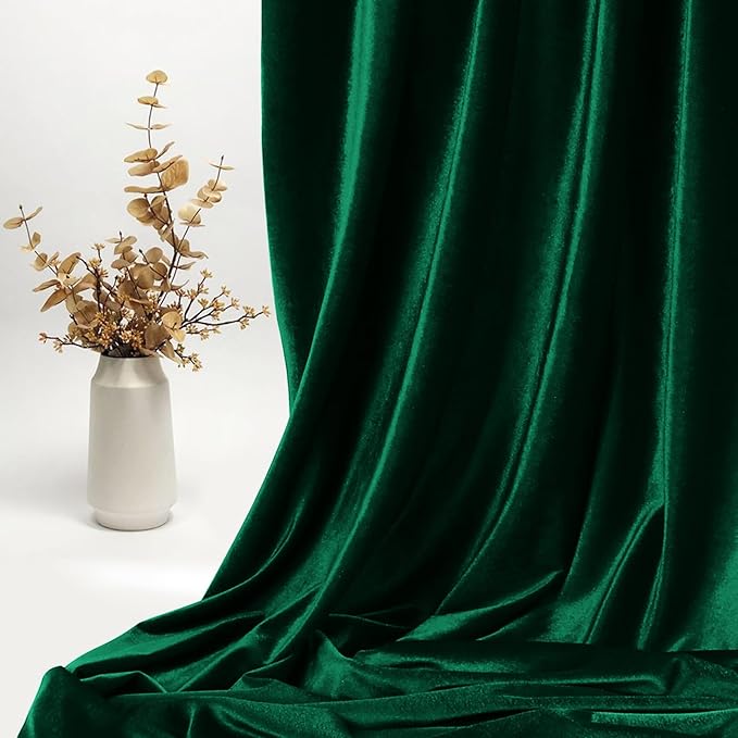 KKJIAF Hunter Green Stretch Velvet Fabric 60 Inch Wide 1 Yard, Soft Stretchy Fabric for Sewing Clothes, Costume, Apparel, Crafts - 90% Polyester 10% Spandex