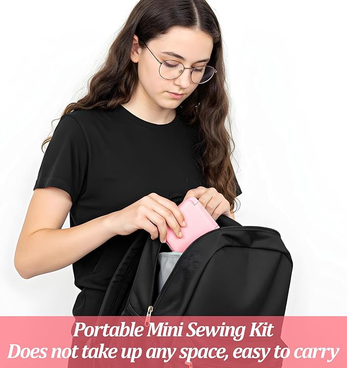 3Pcs Mini Sewing Kit Travel Size, Mini Travel Sewing Kit Portable Emergency for Adults, Basic Emergency Perfect for Weddings & Repair Clothes, Includes Simple Needles Thread Scissors, Easy to Carry