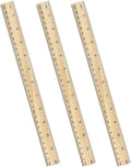 ZZTX 3 Pack Wooden Ruler 12 Inch Rulers Bulk Wood Measuring Ruler for Students Office School Supplies 2 Scale (30 cm)