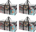 VENO 4 Pack Moving Bags & Large Christmas Storage Bins with lids for Decorations, Garland, Lights. Moving Boxes Packing Supplies for College Dorm. Extra Large Heavy Duty Totes (Clear-4 Pack)