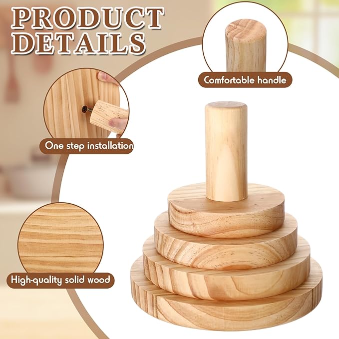 4 Pack Pottery Molds Plaster Molds Wood Pottery Tools with Handle for Ceramic Top Forms DIY Bowls Plate Dish Slump Press Art Making(Round,4.5'' 5.5'' 6.5'' 7.5'' Thickness 1'')