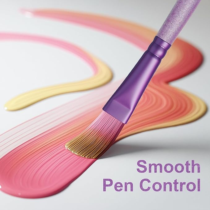 Paint Brushes Set for Acrylic Painting,Watercolor Brushes Painting Brush Nylon Hair Brushes for Acrylic Oil Watercolor Canvases Rock Body Face Nail Miniature Detailing Drawing Art Supplies(Purple)