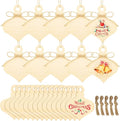 50 Pcs Wooden Ornaments, BetterJonny 3.15 * 2.56in Unfinished Natural Wood Slices with Holes Blank Wood Discs with 50pcs Jute Rope for DIY Christmas Decoration