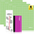 TECKWRAP 4 Pack 12"x12" Green Standard Adhesive Cutting Mats, with Precision Vinyl Pin Pen & 6 Inch Squeegee - Ideal for HTV, Vinyl, Quilting & Crafting, Compatible with Popular Cutting Machines