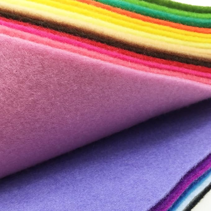 flic-flac 28pcs 12 x 8 inches (30cmx20cm) 1.4mm Thick Soft Felt Fabric Sheet Assorted Color Felt Pack DIY Craft Sewing Squares Nonwoven Patchwork