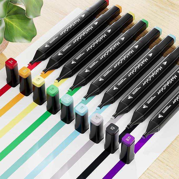 Alcohol Markers Set 80 Colors, Dual Tip Art Marker with Brush Tip & Chisel for Coloring Books, Drawing Markers For Artists Sketching Adult Coloring