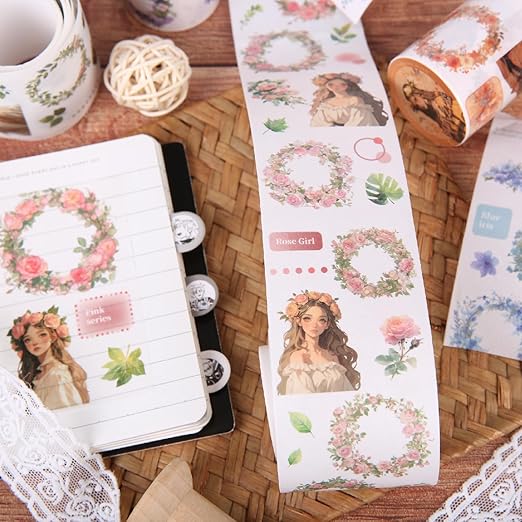 Alideco 6pcs Decorative Adhesive Tapes Fresh Literary Girl Botanical Flower Landscape PET Tape Great for Bullet Journal Supplies, Arts, Scrapbook, DIY Crafts, Planners (huahuanzhongdeshipian)