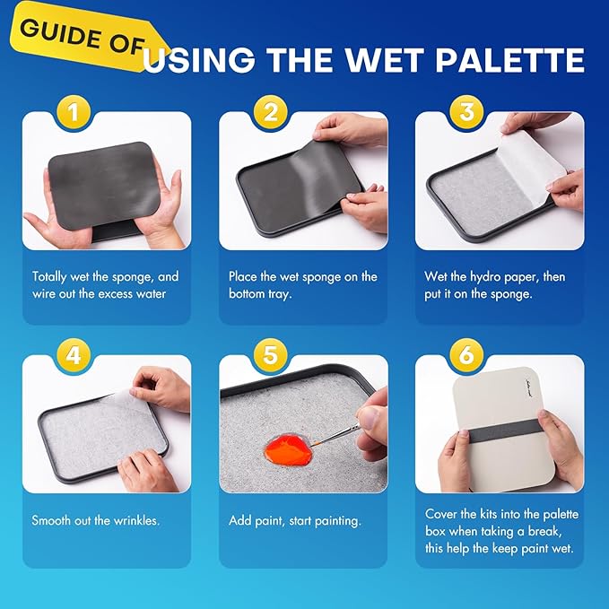 Wet Pallet for Painting Miniatures - Golden Maple 2 in 1 Dry and Wet Palette with Lid, Including 100PCS Palette Paper, 4PCS Sponges
