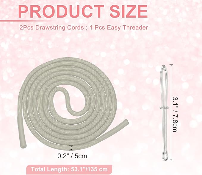 uxcell 2pcs 53inch Drawstring Cords Replacement Drawstring Hoodie String Sewing Tool with Easy Threader for Hoodie Sweatpants Jackets Pants Hats Coats Bags, Dusty Green
