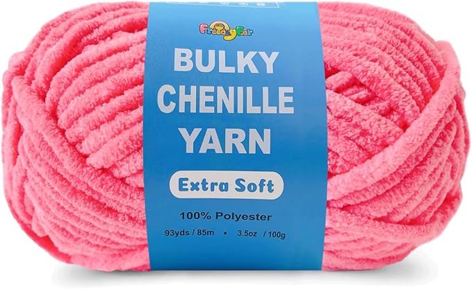 Soft Velvet Yarn Chenille Yarn for Crocheting and Knitting – Bulky (93 Yards/100g) - Polyester - Yarn for Blanket Amigurumi Weaving Crafts (Hot Pink, 1 Pack)