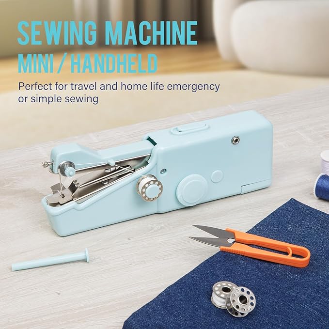 Handheld Sewing Machine CS101,Sewing Machines for Beginners,Portable Electric Mini and Samll Hand Held Sewing Machines Kit for Adults and Kids Blue Set