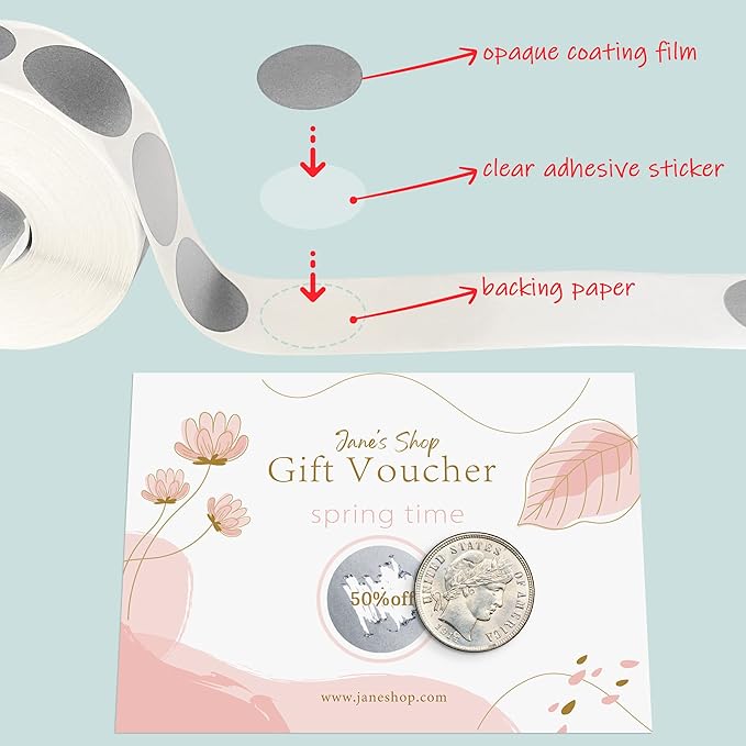 Mr- Label – 1000 Pieces 1 inch Round Scratch Off Stickers – DIY Stickers for Gender Reveal | Reward Programs | Scratch Tickets (Silver)