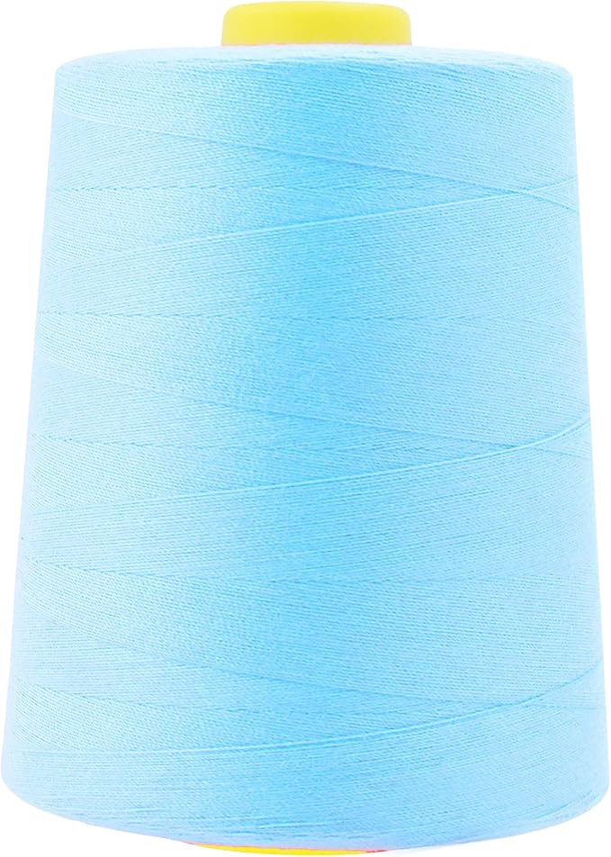 Mandala Crafts 4 Pack of Serger Threads Cones Spools - 20S/2 24000 Yards Polyester Pale Blue Threads for Sergers Machine and Overlock Quilting Sewing Machine