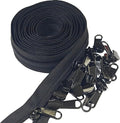 MebuZip #5 Nylon Coil Zippers by The Yard Bulk Zipper Roll Zipper Tape 10 Yards with 25pcs Pulls for Sewing Tailor DIY Craft Bags Pillows (Black 10Yards)
