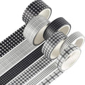 YUBBAEX 6 Rolls Plaid Washi Tape Set Basic Grid Masking Decorative Tapes for Arts, DIY Crafts, Journals, Planners, Scrapbooking, Wrapping (Black Plaid)