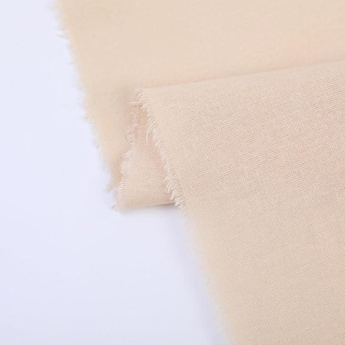 Cream Cotton Fabric for Sewing 59 Inch Wide Natural 100% Cotton Poplin Fabric by The Yard Soft Embroidery Cotton Material Apparel Cloth (Cream, 1 Yard)