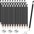 36 PCS Black Checking Pencils Erasable Colored Pencils with Eraser Pre-Sharpened 2 HB for Checking, Grading, Tests & Office/School Supplies (Black)