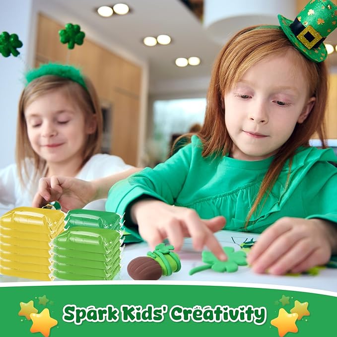 72 Pcs 38oz Air Dry Clay Bulk Modeling Ultra Lightweight Foam Modeling Clay for Kids Adults DIY Set Party Crafts Gifts and School Project Supplies (St. Patrick's Day Color)