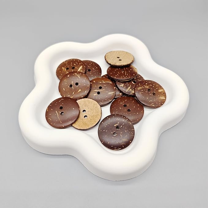30-Pcs 1-1/4" Big Natural Coconut Shell Buttons | Bulk Brown Wooden Sewing Replacement Buttons for Sewing Crafts Clothes Decorations (30mm)