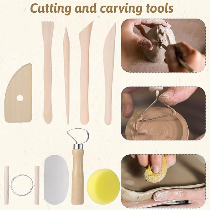 48PCS Pottery Tools for Sculpting Clay Tools Kit, Pottery Trimming Tool Sculpting Tool Set for Carving Modeling Ceramics Polymer Clay DIY Handcraft Beginners and Professionals