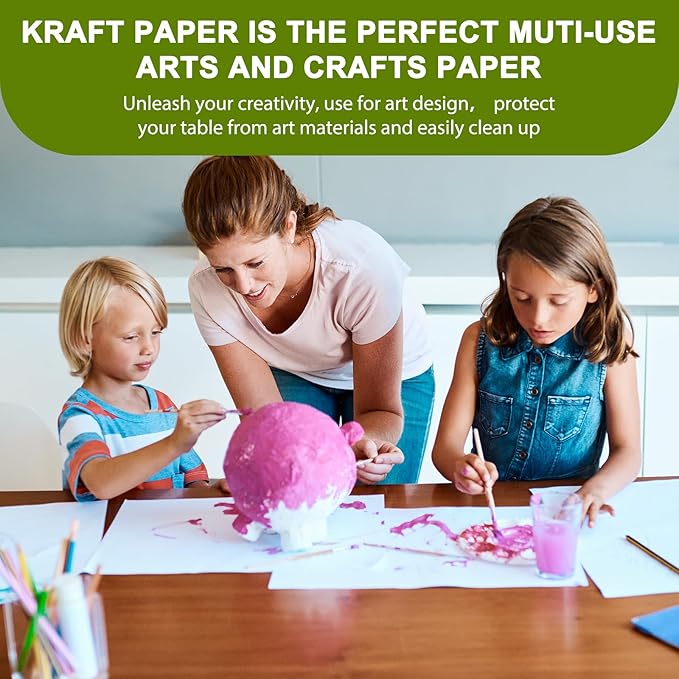 Moretoes 36" x 2,400"(200') White Wrapping Paper Roll, Kraft Packing Paper Roll for Gift Wrapping Craft Bulletin Board Banner Art Bouquet Flower Packing Moving Shipping 75GSM