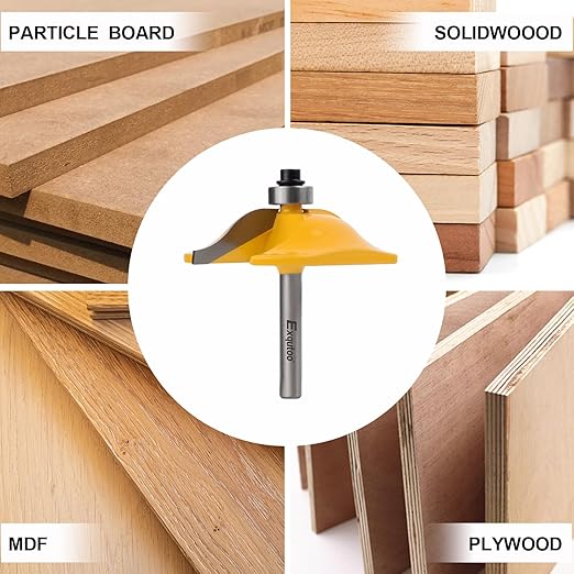 Exqutoo 1PCS 1/4" Shank 2-1/2" Diameter Raised Panel Cabinet Door Making Router Bit Woodworking Tools Door & Window Router Bit