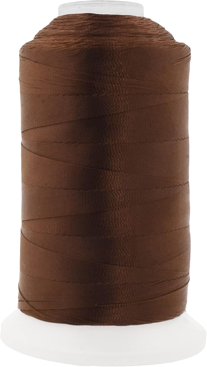 Mandala Crafts Brown Heavy Duty Thread - 1500 Yds Tex 90 Bonded Polyester Threads for Sewing Drapery, Jeans, Leather, Hair, Outdoor Marine Upholstery