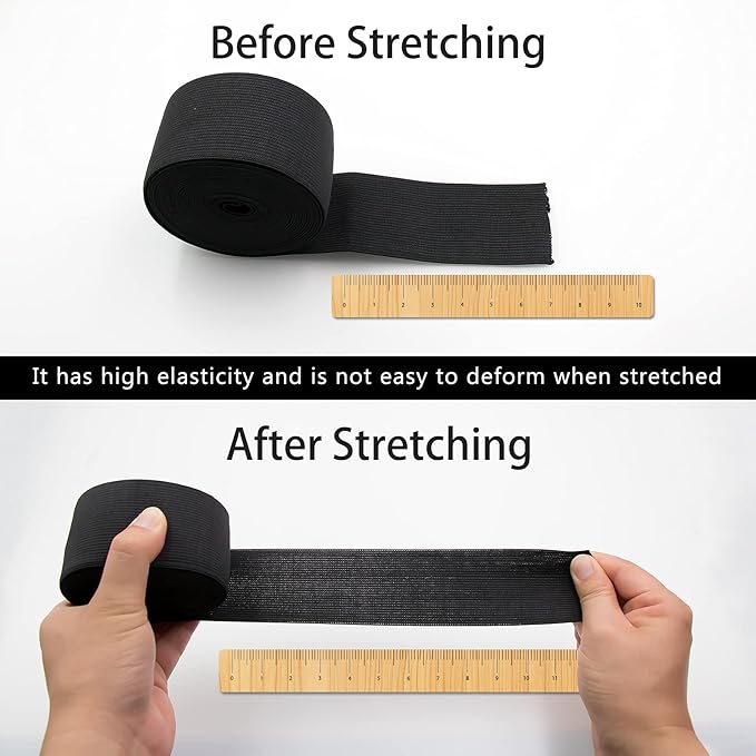 1.5'' Elastic Band for Sewing, Crafts, DIY, High Elasticity, (White 5Yards, Black 5 Yards)