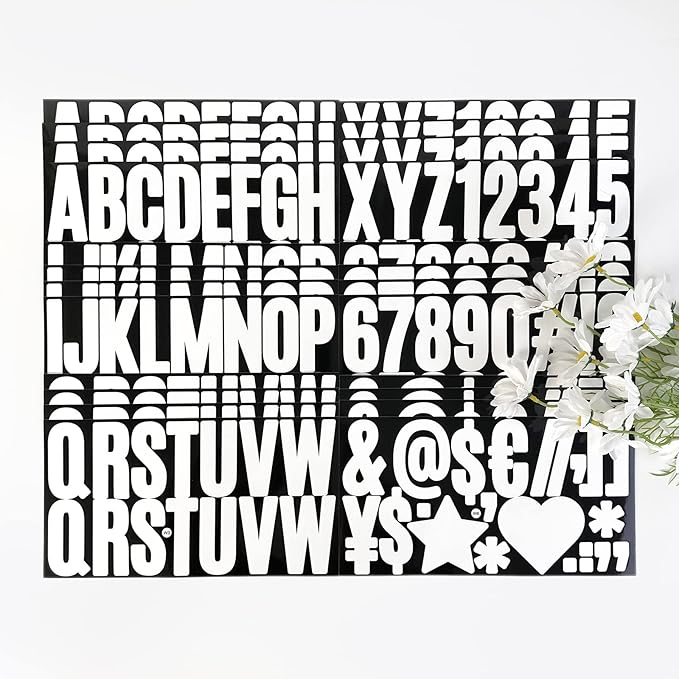 400 Pcs 24 Sheets Large Letter Stickers 2.5 Inches White Alphabet Number Self Adhesive Sticker for Bulletin Board, Classrooms, Mailbox, Scrapbooking, Poster Board, Wall Vinyl Stick On
