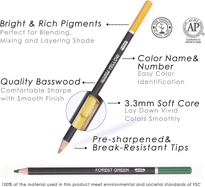 KALOUR Premium Colored Pencils,Set of 120 Colors,Artists Soft Core with Vibrant Color,Ideal for Drawing Sketching Shading,Coloring Pencils for Adults Beginners