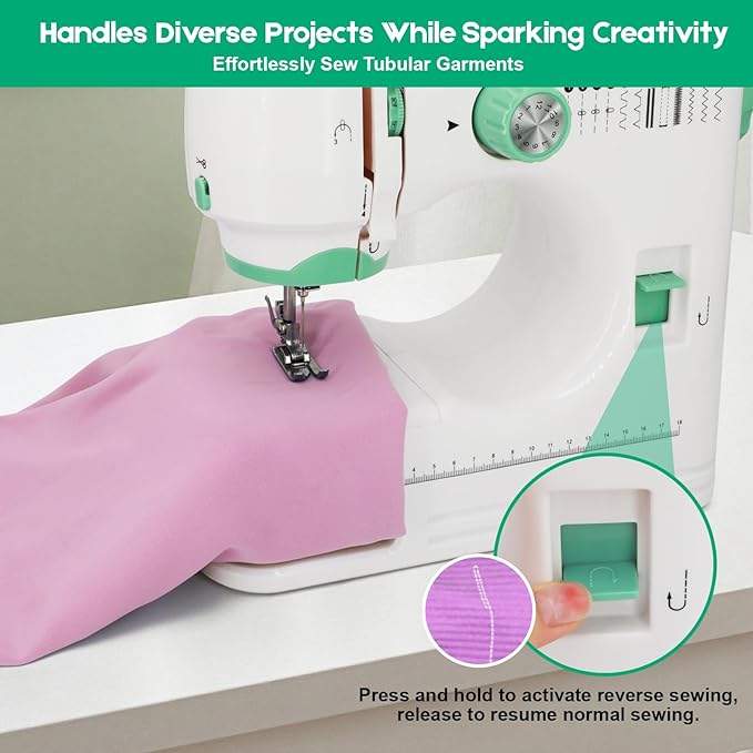 Sewing Machine for Beginners with 12 Built-in Stitches, 6 Included Feet, Portable Sewing Machine with Foot Pedal, High-Low Speeds