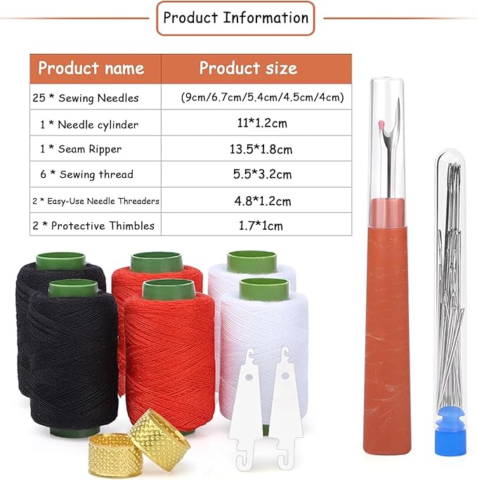Big Eye Steel Sewing Needles Kit-37PCS Stainless Steel Sewing Needle Kit Hosenwelt Sewing Kit Sewing Tool Set Stainless Steel HandSewing Needles, StainlessSteel Needles for Hand Sewing, for Beginners