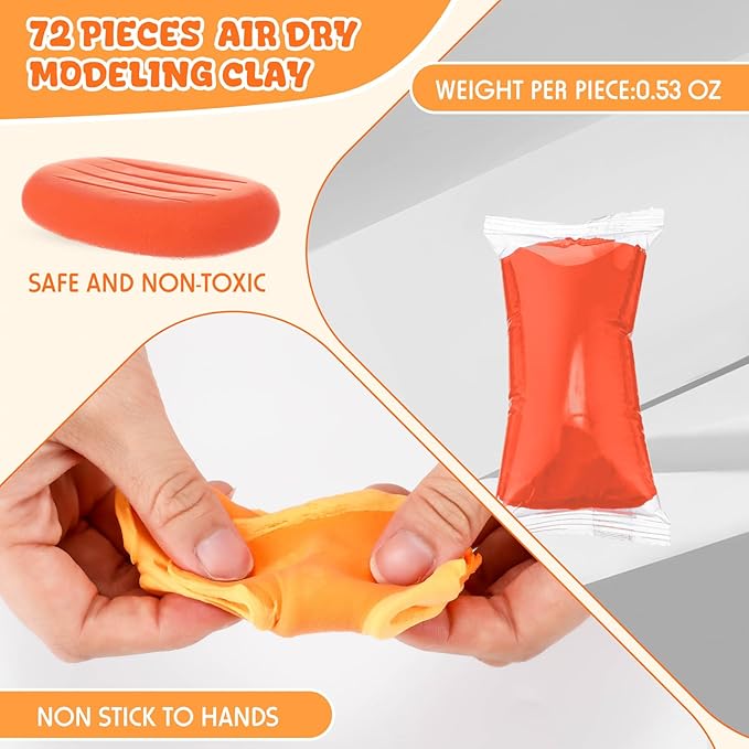 72 Pcs 38oz Air Dry Clay Bulk Modeling Magic Ultra Lightweight Foam Modeling Clay for Kids Adults DIY Gifts Party Arts Crafts and School Project Supplies(Orange)