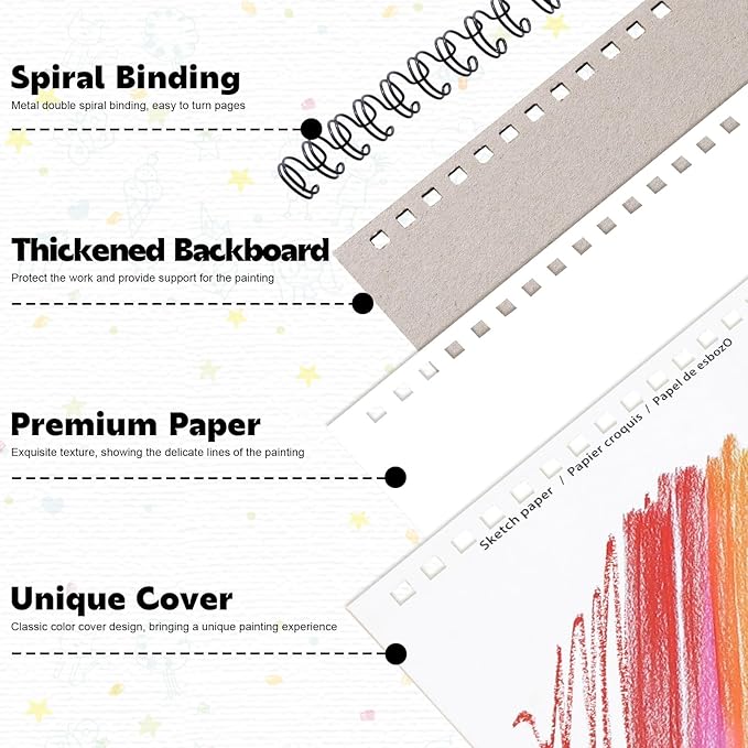 4 Pack Sketch Book, 9 x 12 Inch Sketchbook, 68lb/100gsm Spiral Bound Sketch Pad, Acid Free Art Supplies Drawing Painting Sketching Paper for Kids, Adults, Beginners, Artists (30 Sheets Each)
