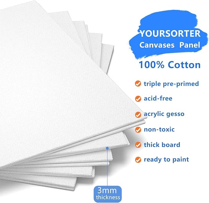 Canvases for Painting 28 Pack, 9 x 12 inch Blank Painting Canvas Boards, Primed Acid-Free 100% Cotton Canvas Panels for Acrylic Oil Tempera Watercolor, Art Supplies for All Skill Level