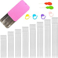 40PCS Large Eye Sewing Needles, 8 Sizes Hand Sewing Sharp Needles, Embroidery Needle, Leather Needle,Stainless Steel Yarn Needles with Threaders & Stitch Markers (Rosy Purple)