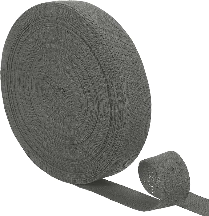uxcell 23 Yards Cotton Twill Tape, 1-inch Herringbone Webbing Ribbon Bias Binding Tapes for Clothes Sewing, DIY Crafting (Dark Gray)