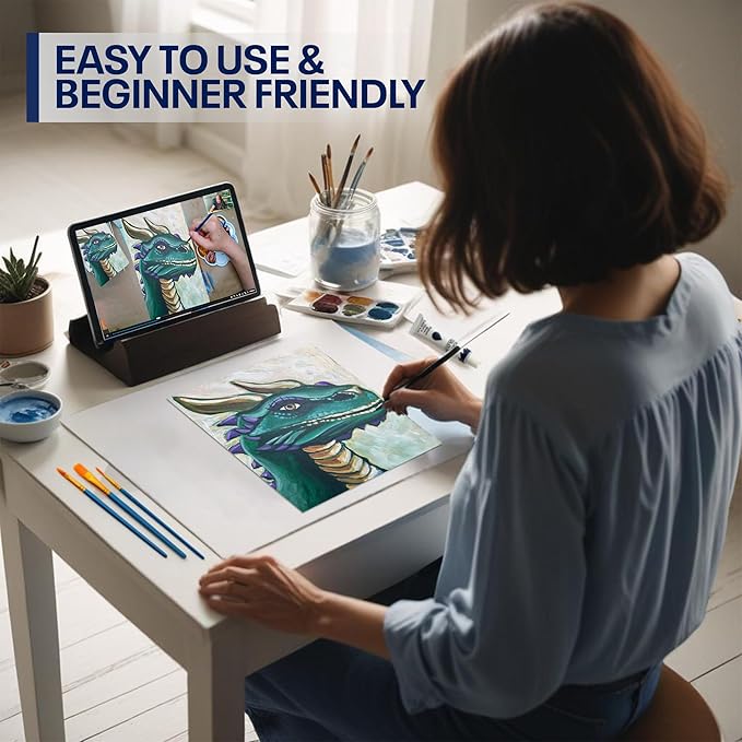 Painting4Real DIY Art Painting Kit for Adults – Learn to Paint Green Dragon with Video Tutorials – 9 Pieces Acrylic Paint Set for Adults –Perfect Christmas Crafts & Holiday Gifts for Art Lovers