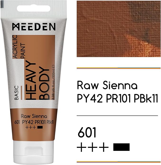 MEEDEN Acrylic Paint Raw Sienna: Bundled with Titanium White Color - 100ml/3.38oz x 2 Bulk Heavy Body Acrylic Paint Tubes for Art Craft Painting